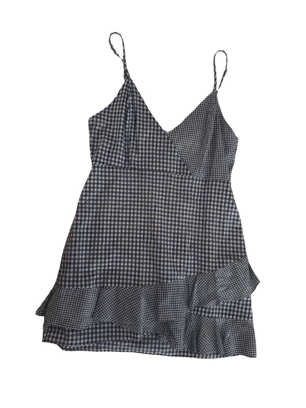 Honey Belle Navy and White Gingham Ruffle Mini Dress